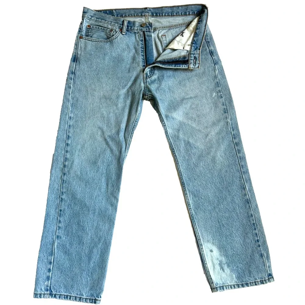 90's Levis 505 Denim Jeans Straight Leg Red Tab Five Pocket Blue Size 36 x 28.5